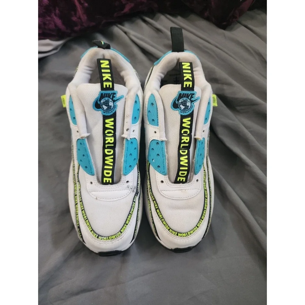 Nike Air Max 90 SE Worldwide‎ Pack White Blue Fury Volt CV7665-100 Mens 7Y 8.5W